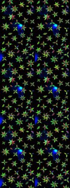 Raster illüstrasyonundaki çiçek desenli çizim. Renkli Bahar Teması eskiz kalıbı. Düz Çiçek Elementleri Tasarımı. Süslü kumaş deseni.