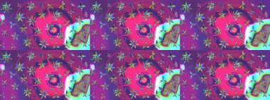 Mor ve mor renkli çiçekler. Renkli Bahar Teması çizim şablonu. Düz Çiçek Elementleri Tasarım Raster illüstrasyonu. Çiçekli çiçek deseni, suluboya..