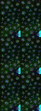 Raster - stok. Eskiz arkaplan modeli. Yapraklı çiçekler ve kır ve siyah renkli papatya çiçekleri..