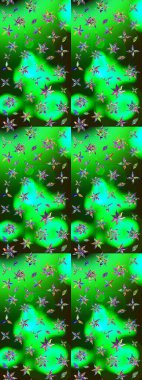 Yeşil ve gri renklerde. Güzel kumaş deseni. Raster illüstrasyonundaki çiçek desenli çizim. Raster illüstrasyonu.