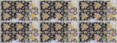 Kusursuz altın desen. Gri ve siyah renklerdeki altın desenli altın elementler. Raster doğulu süsü.