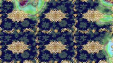 Mavi renkler üzerine grafiksel modern eskiz deseni. Skeç raster arka planı. Çiçek desenli çizim. Duvar kâğıdı barok, İspanyol kumaşı.