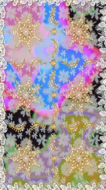 Raster geleneksel oryantasyon süsü. Altın elementlerle nötr renklerde altın desen. Kusursuz klasik altın desen.