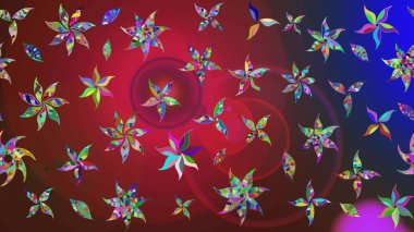 Raster Şirin kumaş deseni. Eskiz klasiği. Renkli Bahar Teması eskiz kalıbı. Düz Çiçek Elementleri Tasarımı.