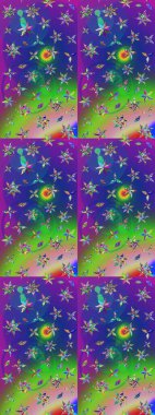 Renkli Bahar Teması eskiz kalıbı. Düz Çiçek Elementleri Tasarımı. Raster..