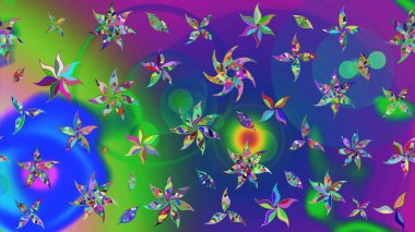 Raster illüstrasyonundaki çiçek desenli çizim. Düz Çiçek Elementleri Tasarımı. Güzel kumaş deseni. Renkli Bahar Teması çizim şablonu.