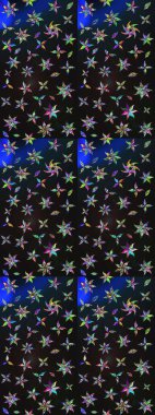 Çiçekli ipek eşarp. 1950-1960 motifleri. El çizimi çiçek unsurları olan soyut çizim raster deseni. Gri ve mavi üzerine gri ve mavi. Retro tekstil tasarım koleksiyonu.