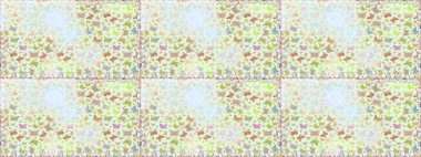 Giysi tasarımı için doğal arka planda geleneksel halk çiçekleri dekoru. Kart, baskı ve davetiye için basit şirin bir desen. Nakış trendi. Egzotik kelebeklerle süslenmiş çiçeksiz desen..