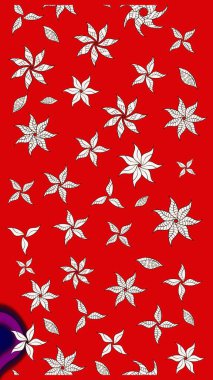 Kırmızı renkte bitkilerden oluşan parlak çiçekli çizim deseni.