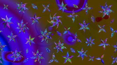 Poster ya da kapak için arka plan. Şirin, zarif çiçekler Raster illüstrasyonu. Tekstil için figür. Yapraklı çizim şekli. Davetiye ve kartpostal tasarımı için dekoratif çiçek unsurları.