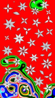 Elle boyanmış suluboya resim çizimleri, çiçekler ve bitkiler. Kırmızı renkte çiçekler.