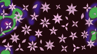 Renkli Yaz Temalı eskiz kalıbı. Sevimli çiçek raster deseni. Kahverengi renkli çiçekler. Düz Çiçek Elementleri Tasarımı.