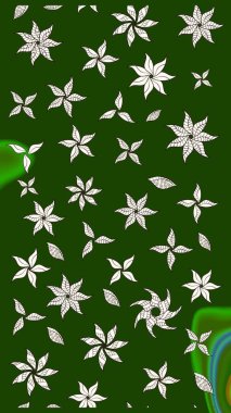 Sevimli çiçek raster deseni. Yeşil ve nötr renklerde çiçekler. Sketch Colour Spring Theme eskiz kalıbı. Düz Çiçek Elementleri Tasarımı.