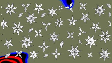 Kabile sanatı boho baskısı, klasik çiçek arkaplanı. Soyut etnik raster çizim kalıbı. Arkaplan dokusu, duvar kağıdı, çiçek teması yeşil ve beyaz.