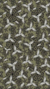 Süslü kumaş deseni. Raster deseni. Çiçekli çiçek deseni, suluboya..