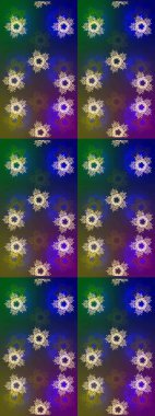 Güzel soyut kar tanesi raster tasarımı. Yeni yıl kar tanesi. Düz kar karalama ikonları, kar taneleri silueti mavi, yeşil ve menekşe renkleri Noel afişi için, kartlar.