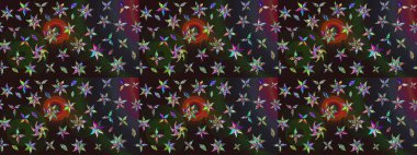 Çizim çiçek deseni duvar kağıdı, web sitesi arka planı, ambalaj kağıdı, davetiye, broşür, afiş veya web sitesi için kullanılabilir. El çizimi Raster çizimi. Parlak elementlerin.