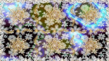 Kusursuz soyut bir arkaplan. Oriental raster klasik nötr ve altın desenli. Raster illüstrasyonu.