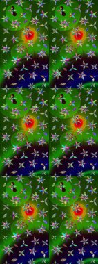 Sabıka fotoğraflarında, bebek kıyafetlerinde, duvar kâğıtlarında, paket kutularında falan kullanılabilir. Raster. Zarif, parlak ve eskiz yeşil ve siyah çiçek deseni tasarımı.