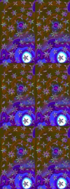 Renkli Yaz Temalı eskiz kalıbı. Sevimli çiçek raster deseni. Kahverengi ve mor renkli çiçekler. Düz Çiçek Elementleri Tasarımı.