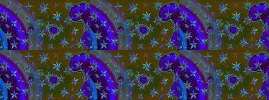 Çiçek kolajı. - Kahverengi ve mavi çiçekler. Çiçek arkaplan. Doğa. Raster deseni. Küçük çiçekte güzel bir desen var. Çiçek bileşimi.