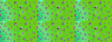 Raster illüstrasyonu. Çizim çiçek deseni duvar kâğıdı olarak kullanılabilir. Yeşil ve mavi renkte çiçekler.