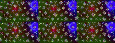 Yeşil ve kahverengi renkli çiçekler. Raster illüstrasyonu. Tropikal çizim çiçek deseni.