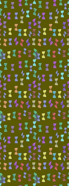 Kahverengi ve nötr arkaplanda güzel bir kelebek bezi var. Bahar Kelebeği teması. Giysi kumaşı için böcek dokusu parçası tekrarlanıyor. Çizim, karalama, karalama. Sonsuz. Raster illüstrasyonu.