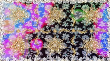 2019 Noel 'i, kar tanesi, yeni yıl. Gri ve nötr renklerde, altın elementlerle klasik, pürüzsüz desen.