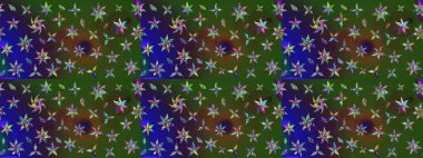 Yeşil ve mavi renkte çiçekler. Düz Çiçek Elementleri Tasarımı. Sevimli çiçek raster deseni. Renk Bahar Teması eskiz şablonu.