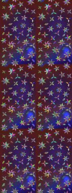 Renkli Yaz Temalı eskiz kalıbı. Mor ve mor renkli çiçekler. Düz Çiçek Elementleri Tasarımı. Sevimli çiçek raster deseni.