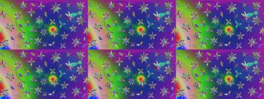 Renkli Bahar Teması eskiz kalıbı. Düz Çiçek Elementleri Tasarımı. Raster..