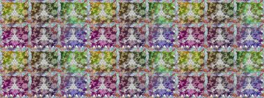 Düz Çiçek Elementleri Tasarımı. Raster illüstrasyonunda kusursuz çiçek deseni. Tarafsız ve yeşil renklerde çiçekler. Renkli Bahar Teması Kusursuz Arkaplan.