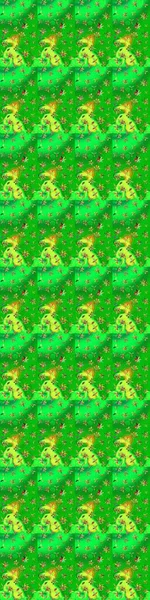 Yeşil ve sarı renkte manzaralı çiçek deseni. Çiçek kompozisyonu, el boyası, hassas şablon. Üst manzara, yumuşak stil. Sevgililer günü ve tebrik kartı konsepti için şık bir davet.