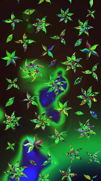 Çizgi çizimi kalıbı. Raster Moda kumaş deseni. Şirin çiçekler..