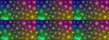 Raster illüstrasyonundaki çiçek desenli çizim. Suluboya tarzında yeşil ve kahverengi renkte çiçekler.