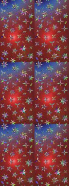 Kahverengi ve kırmızı renklerde güzel bir tekstil. Suluboya çiçekli çiçek deseni. Raster illüstrasyonu.