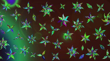 Suluboya çizim kalıbı. Çiçekler suluboya tarzında kahverengi ve yeşil renklerde. Çiçek izi.