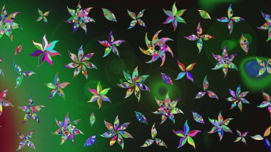 Gri ve yeşil renklerde. Raster illüstrasyonu. Küçük çiçekteki sevimli çiçek deseni. Soyut çiçek çizim kalıbı arka planı. Raster deseni.