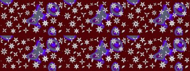 Kırmızı ve nötr renklerde çiçekler. Raster illüstrasyonunda çiçek deseni çizimi.