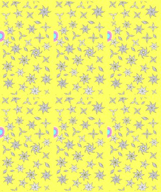 Sabıka fotoğraflarında, bebek kıyafetlerinde, duvar kâğıtlarında, paket kutularında falan kullanılabilir. Raster. Zarif, parlak ve eskiz sarı çiçek desenli.