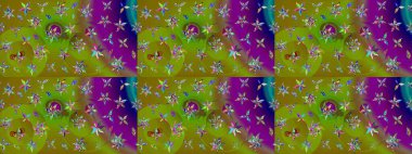 3D çiçekler, eskiz. Yeşil ve kahverengi renklerde. Raster illüstrasyonu.