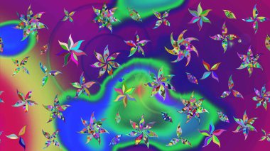 Çiçekli el çizimi çizimi deseni. Modern gelişim mor ve yeşil raster arkaplan duvar kağıdı resimleme klasik çizgili iz sürme desenli çiçekler, çiçekli süsler.