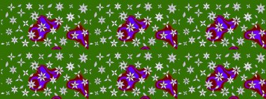 Raster Çiçek İllüstrasyonu 'nun şirin tekstili. Yeşil ve nötr renklerdeki etnik çiçeklerle zarif eskiz deseni.