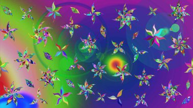 Mavi renkli çiçekler. Çiçekli karalama şeklinde Raster çiçek deseni. Nazikçe, güzel çiçek arkaplanı..