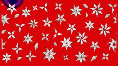 Kırmızı renkte bitkilerden oluşan parlak çiçekli çizim deseni.