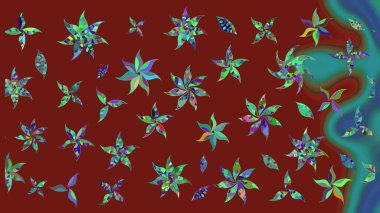 Renkli Bahar Teması eskiz kalıbı. Düz Çiçek Elementleri Tasarımı. Taslak desenli, modaya uygun kumaş deseni. Raster illüstrasyonu. Şirin çiçek elementleri..