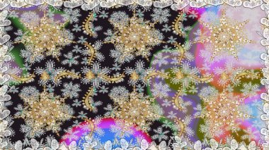 Antika altın tekrarlanabilir duvar kağıdı. Gri renklerdeki altın element. Barok tarzında altın çiçekli süs. Damask pürüzsüz tekrarlama deseni.