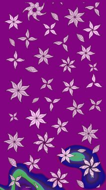 Süslü kumaş deseni. Renkli Bahar Teması eskiz kalıbı. Raster illüstrasyonundaki çiçek desenli çizim. Düz Çiçek Elementleri Tasarımı.