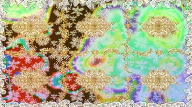 Tarafsız renklerde altın element. Damask arkaplanı. Altın çiçekli, pürüzsüz desen. Barok tarzında altın çiçekli süs..